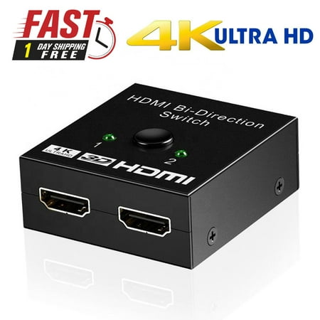 HDMI Switch 4K HDMI Splitter, Aluminum 4K HDMI Switcher Bidirectional 2 in 1 Out or 1 in 2 Out Single Display Supports HD 4K@60HZ 3D for HD TV/Blu-Ray Player/Xbox/PS3/PS4/Roku/Fire Stick …
