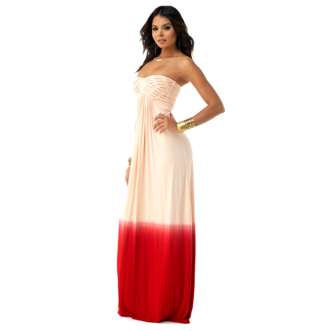 strapless tie dye maxi dress