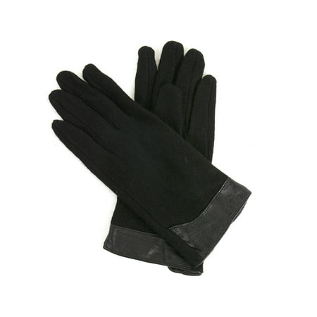 Xcr Womens Mitten - Womens Evening Gloves Leather Trim Touchscreen Texting Wool Mittens