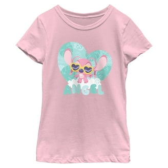 Girl's Lilo & Stitch Angel Large Portrait Graphic Tee Light Pink X