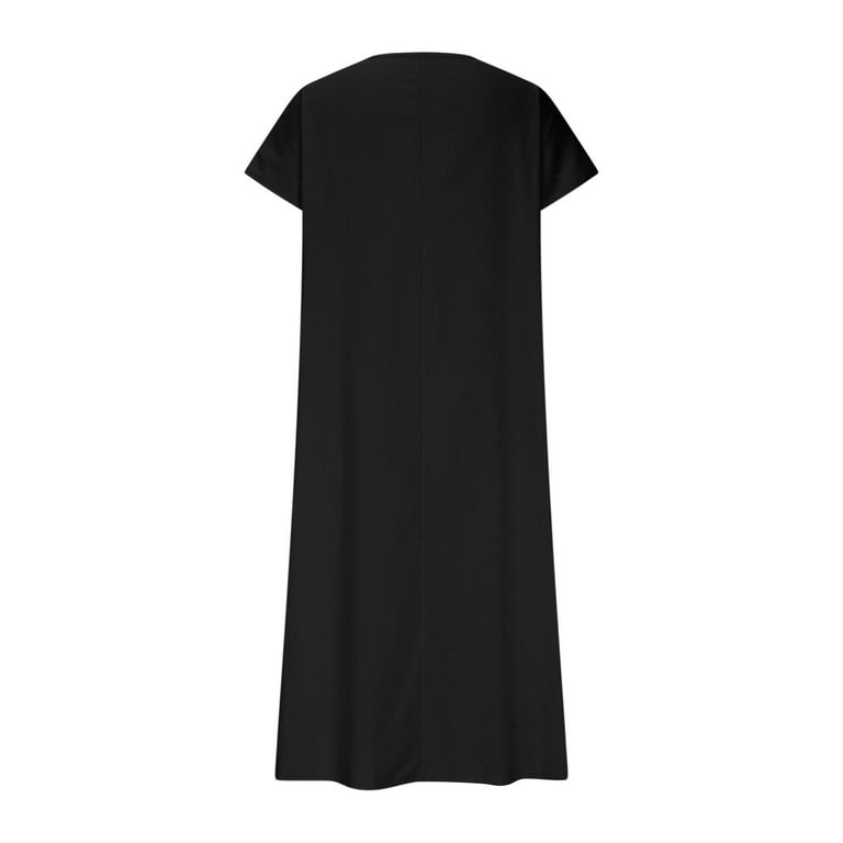 Ecqkame Women's Summer Cotton Linen Dress Casual Sexy Sleeveless V Neck  Slip&nbsp;Dress Adjustable Spaghetti Strap Solid Color Long Dress 02-Black  XXL - Walmart.com