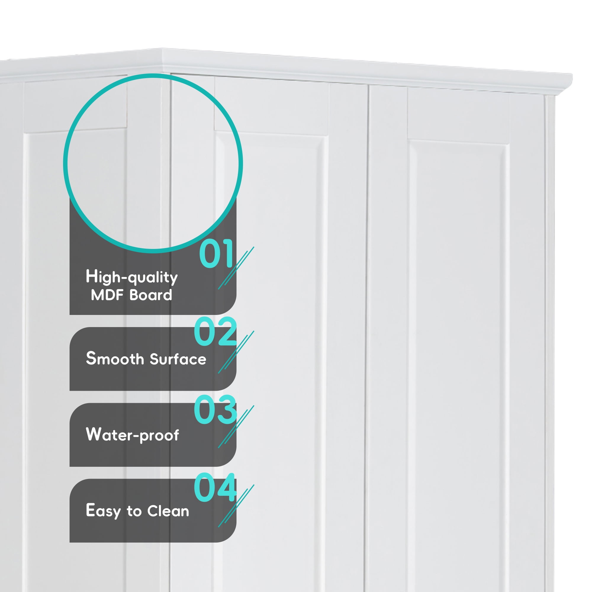 UBesGoo Bathroom Storage Cabinet with Two Doors for Bathroom, Office, Adjustable Shelf, White