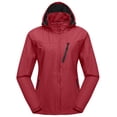thumbnail image 4 of Women's Waterproof Breathable Hiking Travel Rain Jacket Lightweight Hooded Windbreaker Rain Shell Coat Red L, 4 of 7