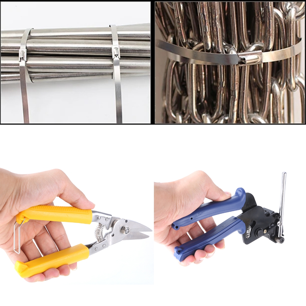 Metal Zips Ties Cutter Cable Ties Plier Stainless Steel Metal Tie Hand Wrap Tension Cutting Tools Self-Locking Zips Ties