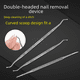 thumbnail image 1 of Juego de 3 piezas de removedor de uñas de acero inoxidable con cuchara de ranura para uñas de doble cabeza, lima de uñas para manicura, herramienta para decoración de uñas, 1 of 5