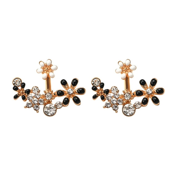 Daolelai Sunflower Small Flower Earrings with Colored Diamonds