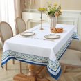thumbnail image 5 of Blue White Tablecloth Waterproof, French Country Bordered Rectangle Table Cloth, Washable Table Cover for Kitchen Dining Party Decor (60×84 Inch), 5 of 6