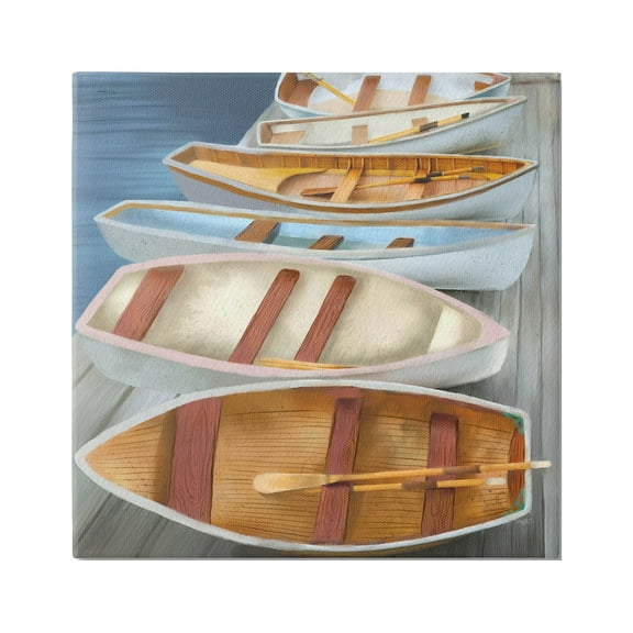 Stupell Industries Rowboats Along Lake Dock Painting Gallery Wrapped Canvas Print Wall Art, Design by Elizabeth Medley