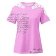 thumbnail image 4 of Camisas de Manga Corta para las Mujeres Impresión Cuello Redondo Suéter Encaje Camisa, Blusa de Verano Casual para las Mujeres, 4 of 4