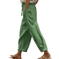 thumbnail image 3 of Cmtiyu Cotton Pants for Women, Baggy High Waist Drawstring Straight Leg Pants, Casual Travel Vacation Trousers With Pockets, S-3XL, 3 of 10