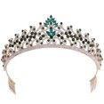thumbnail image 1 of Bride Tiara Dainty Rhinestone: Princess Tiara Wedding Party Crown with Hair Comb, 1 of 7