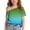 Blue 1, variant on HAiming Girls Tops Color Block off the Shoulder Short Sleeve Tee Loose Casual Fashion Blouses Summer Vacation Workout T Shirts