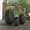 Black, variant on 3-Piece Egg-Shaped Planter Set with Stone-Look Texture, Lightweight Outdoor Flower Pots with Drainage Holes and Rubber Plugs, for Patio Garden Poolside, Gray