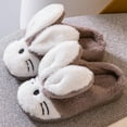 thumbnail image 4 of Tfken Slippers For Unisex Girls Boys Closed Toe Rabbit Print Open-Heel Fleece Winter Flock Cushy Coffee House Shoes Size 6-7 Years, 4 of 4