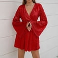 thumbnail image 5 of BONIXOOM Sexy Dresses for Women Date Night Multi-theme Party V-Neck Tab Long Sleeve Sequin Jacket Solid Red Dresses, 5 of 7