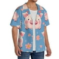 thumbnail image 2 of Yiaed Cute Pig Flowers Print Mens Casual Wrinkle Free Shirts Short Sleeve Button Down Summer Stretch Dress Shirt-Large, 2 of 5