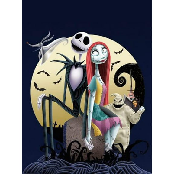 Jack Sally skull The Nightmare Before Christmas DIY 5D Diamond Digital Painting Kit Crystal Rhinestone Embroidery Cross-stitch artwork Crafts Canvas wall decoration Birthday gift 12 X 16 inches