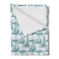 thumbnail image 2 of Marine Soft Flannel Fleece Throw Blanket, Continuous Nautical Themed Pattern of Sailboats Sketch on Sea, Cozy Plush for Indoor and Outdoor Use, 60" x 80", Seafoam Dark Sky Blue, by Ambesonne, 2 of 5