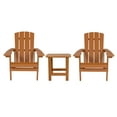 thumbnail image 2 of BizChair 2 Pack Commercial All-Weather Poly Resin Wood Adirondack Chairs with Side Table in Teak, 2 of 12