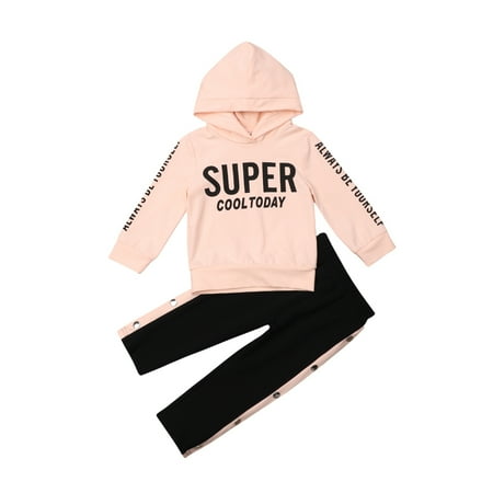 

Douhoow Kids Baby Girls Hooded Sweatshirt Pants Tracksuit Sportswear 6-12M 1-5Y Autumn Outfit Set