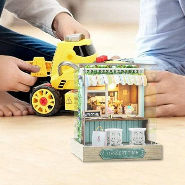 Casa de muñecas en miniatura decorativa con cubierta Led a prueba de polvo Hugo