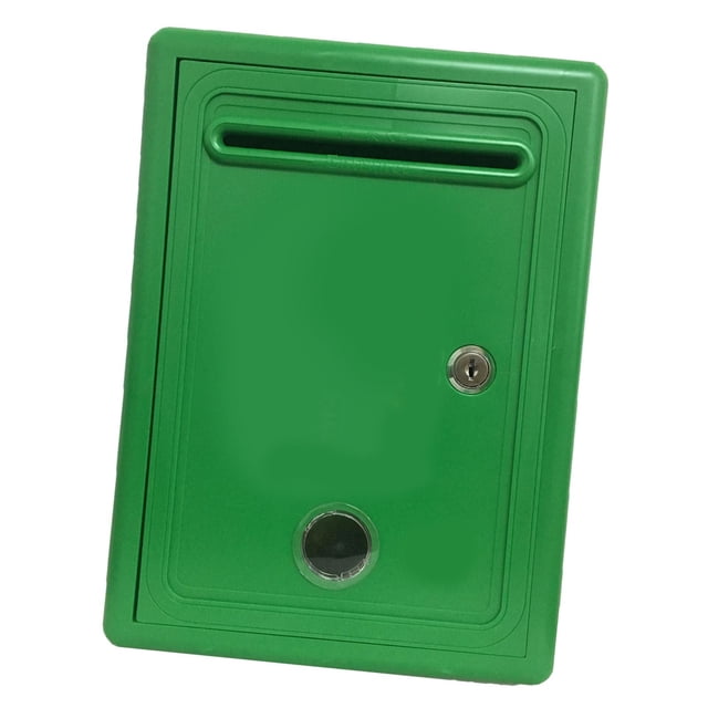 kurtrusly Suggestion Drop Box Waterproof with Slot Lock Gray Box Box Donation and Complaint Green