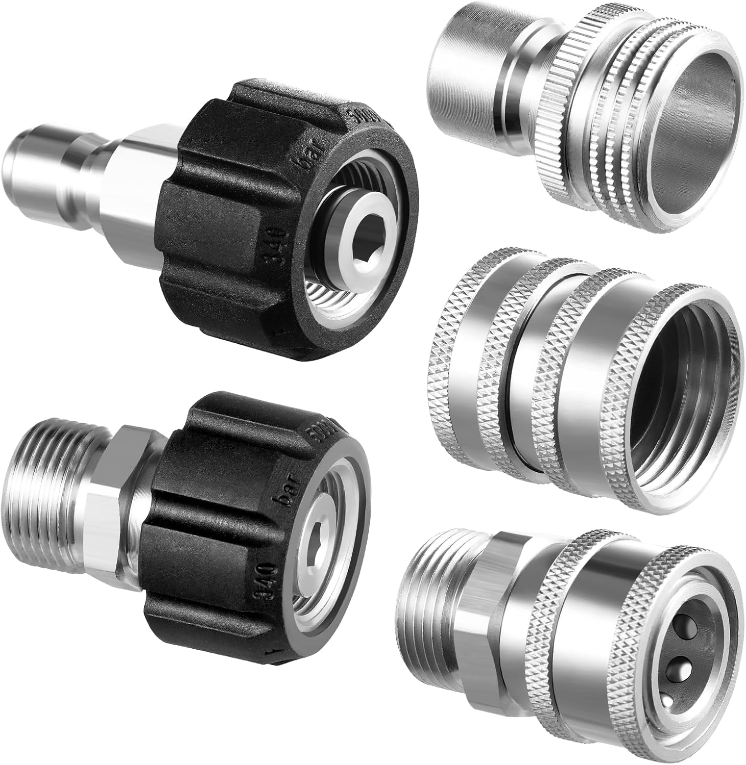 Pressure Washer Adapter Set, Stainless Steel Quick Disconnect Kit, M22 14 mm Quick Connect Swivel to 3/8'' Quick Connect Fittings, 3/4" to Quick Release 9 Sets