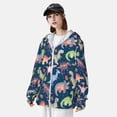 thumbnail image 4 of Pofeuu Dinosaur Print Sun Protection Outdoor Lightweight Full Zip UV Cooling Hoodie Long Sleeve Summer Clothing for Outdoor Hiking-3X-Large, 4 of 5
