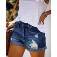 thumbnail image 4 of ONLYSHE Women's Stretchy Frayed Ripped Jean Shorts Light Blue XL, 4 of 6