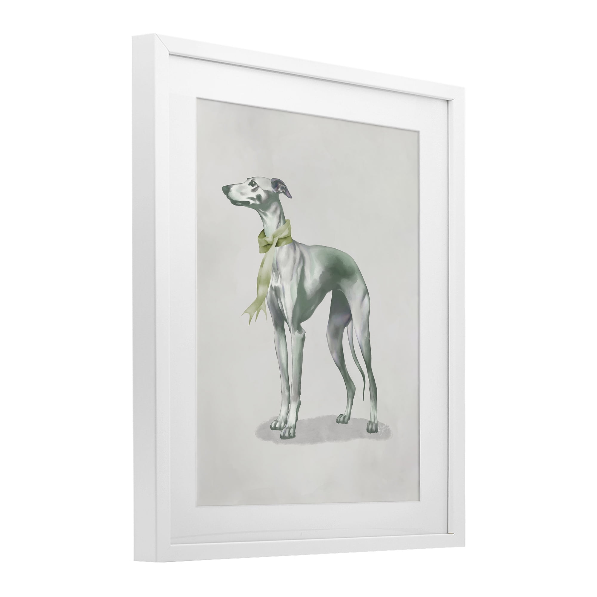 Stupell Industries Graceful Dog & Ribbon White Framed Print Under Glass, design by Elizabeth Medley