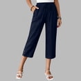 thumbnail image 2 of Pantalones de Cintura Elásticos de Pierna Ancha para Mujeres Trabajo Casual Pata Ancha Recortada Viaje Senderismo con Bolsillos Pantalon, 2 of 9