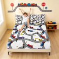 thumbnail image 3 of Erosebridal Construction Site Queen Sheets, Excavator Queen Sheet Sets, White Road Map 4pcs (1 Flat Sheet, 1 Fitted Sheet and 2 Pillowcases), 3 of 6