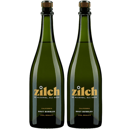 Zilch Alcohol-Free Brut Bubbles: Premium Non-Alcoholic California Sparkling White Wine | 2 PACK