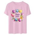 thumbnail image 5 of DDAPJ pyju Easter Teacher Shirts for Women Bunny Eggs Graphic Print T-Shirt Short Sleeve Round Neck Tee Tops Pink XL, 5 of 6