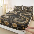 thumbnail image 3 of Homewish Bohemian Snake Animal Twin Sheet Sets, Hippie Rustic Flower Plant Twin Fitted Sheet, Vintage Southwestern Flat Sheet, Microfiber Bedroom Decor, 3pcs, 3 of 7