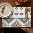 thumbnail image 5 of Artistic Bohemian Rustic Flax Placemats Set of 4, 12x18 Inch Vintage Tribal Nordic Style Boho Chic Ethnic Patterns, Washable Earthy Style Table Mats for Dining, 5 of 6