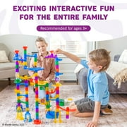 Marble Genius Marble Run - Maze Track or Race Game for Adults, Teens, Toddlers, or Kids Aged 4-8 years old, 150 Complete Pieces (85 Translucent Marbulous Pieces + 65 Glass-Marble Set), Super Set