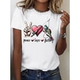 thumbnail image 1 of Women's Casual Graphic T-Shirt - Peace Love Fishing Design with Vibrant Fish & Heart Print, Relaxed Fit Round Neck, Medium Stretch Machine-Washable Fabric for Outdoor Enthusiasts & Casual Att, 1 of 6
