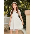 thumbnail image 4 of Arshiner Girls' Dresses Wedding Fluffy Ruffle Sleeve Crew Neck Flowy Summer Baptism Dress for Kid, 4 of 8