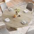 thumbnail image 2 of UHOMEPRO Round Dining Table, 47" Circle Kitchen Table for 4-6, Farmhouse Dining Room Table with Sturdy Wood Strip Base, Modern Dining Table for Dining Room Living Room, Beige(Only Table), 2 of 7