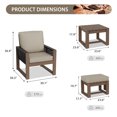 thumbnail image 4 of EAGLE PEAK 5 Pieces Natural Real Wood Cedar Outdoor Patio Conversation Set Spacious Seat Dining Chairs Set with Beige Cushions, Slat Top Coffee Table, Ottomans, 4 of 10