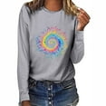 thumbnail image 1 of QTBIUQ T-shirt Blouse Noir Ample Décontracté à Manches Longues pour Femmes à Col Rond Imprimé, 1 of 5