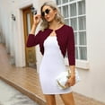 thumbnail image 3 of Yesfashion Women's 3/4 Sleeve Cropped Cardigans Elegant Crochet Open Front Bolero Knit Shrug Sweaters, 3 of 5