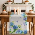 thumbnail image 2 of Table Runner 70 Inches Long for Kitchen Dining, Blue Hydrangea Dresser Scarf Farmhouse, Dining Table Decorations for Wedding/Parties, Linen Texture Butterfly Spring Floral 13 x 70 In, 2 of 8