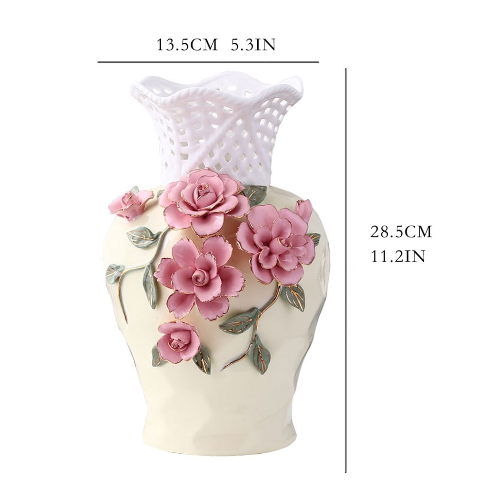 Retro Ceramics Home Decoration Flower Arrangement Dried Flowers Chinese Style Living Room TV Cabinet Ornament