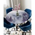 thumbnail image 5 of nqOlkjepod Retro Foggy Forest Round Tablecloth, Fitted Table Cover with Elastic for 45"-54" Round Tables, Farmhouse Mountains Trees Landscape Table Cloth Outdoor Dinning Party Waterproof Tablecloths, 5 of 6