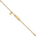 thumbnail image 2 of 14K Yellow Gold Dangling Heart Children's Figaro Link Id Bracelet (6 X 5) Made In United States bid55-6, 2 of 5