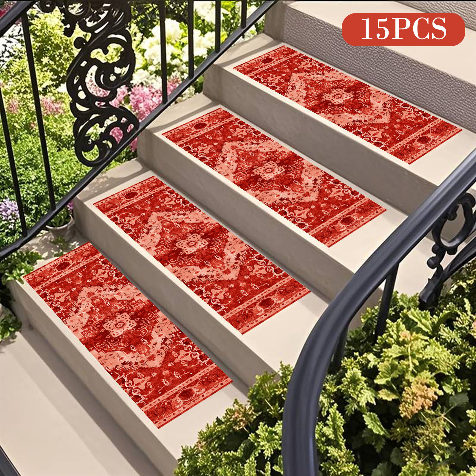 CaiYueKe 15 Pcs Non Slip Stair Treads Carpet Runner Rug Pads Anti Skid Safety Grip Tape for Stairs Indoor Outdoor Steps Pet Friendly Washable Reusable Adhesive