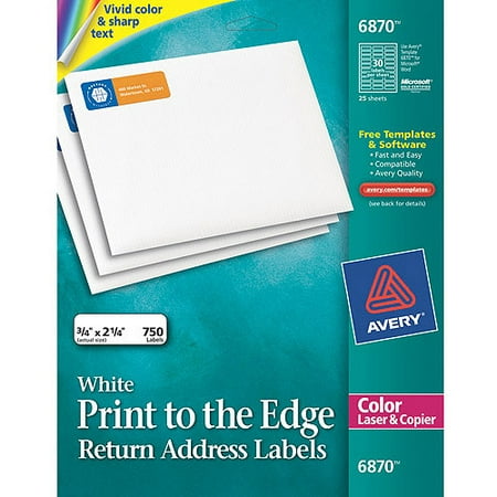 Avery Return Address Print To The Edge Labels For Color Laser Copier 6870 3 4x2 1 4 Matte Avery 3 4 Labels Template