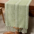 thumbnail image 1 of Wracra Cotton Linen Hemstitched Table runner, Sage Green, 13"×36", 1 of 7